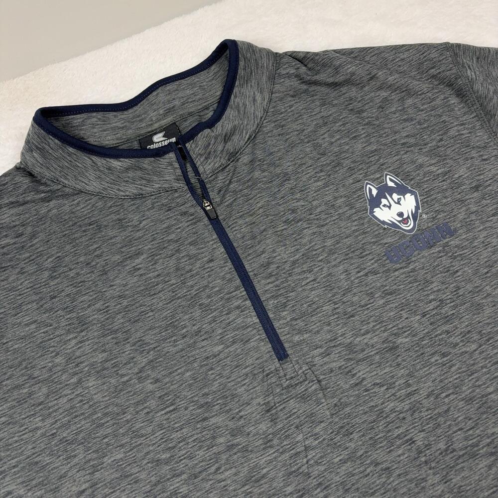 UConn Huskies Colosseum Quarter Zip Sweatshirt Men 3XLT Gray Heather Performance